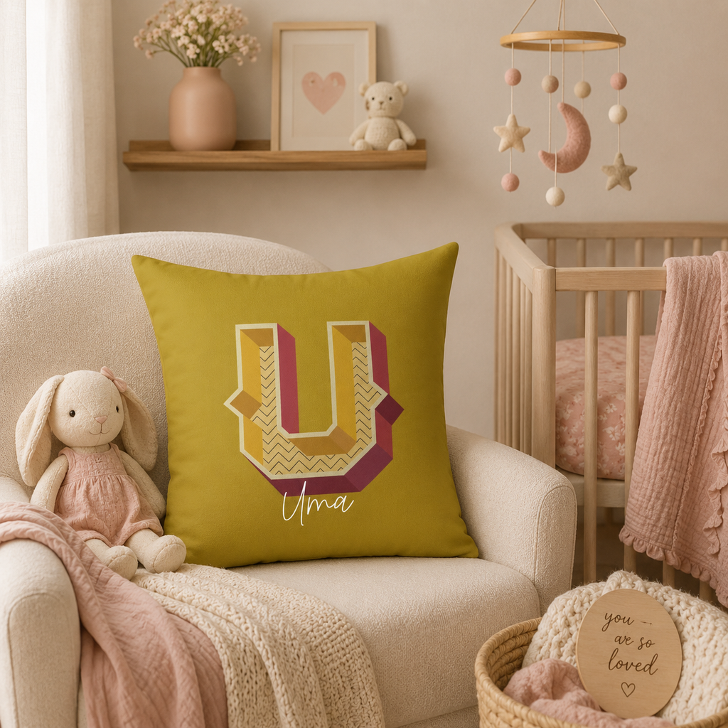 Personalized U pillow for her bedroom lifestyle