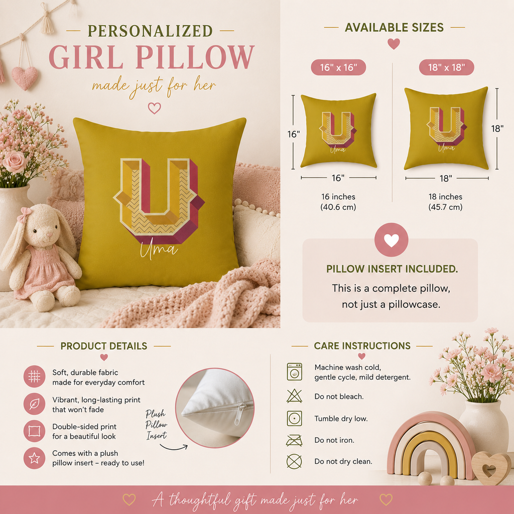 Custom name U pillow for her script detail