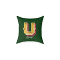 Personalized initial U pillow for him dark canvas