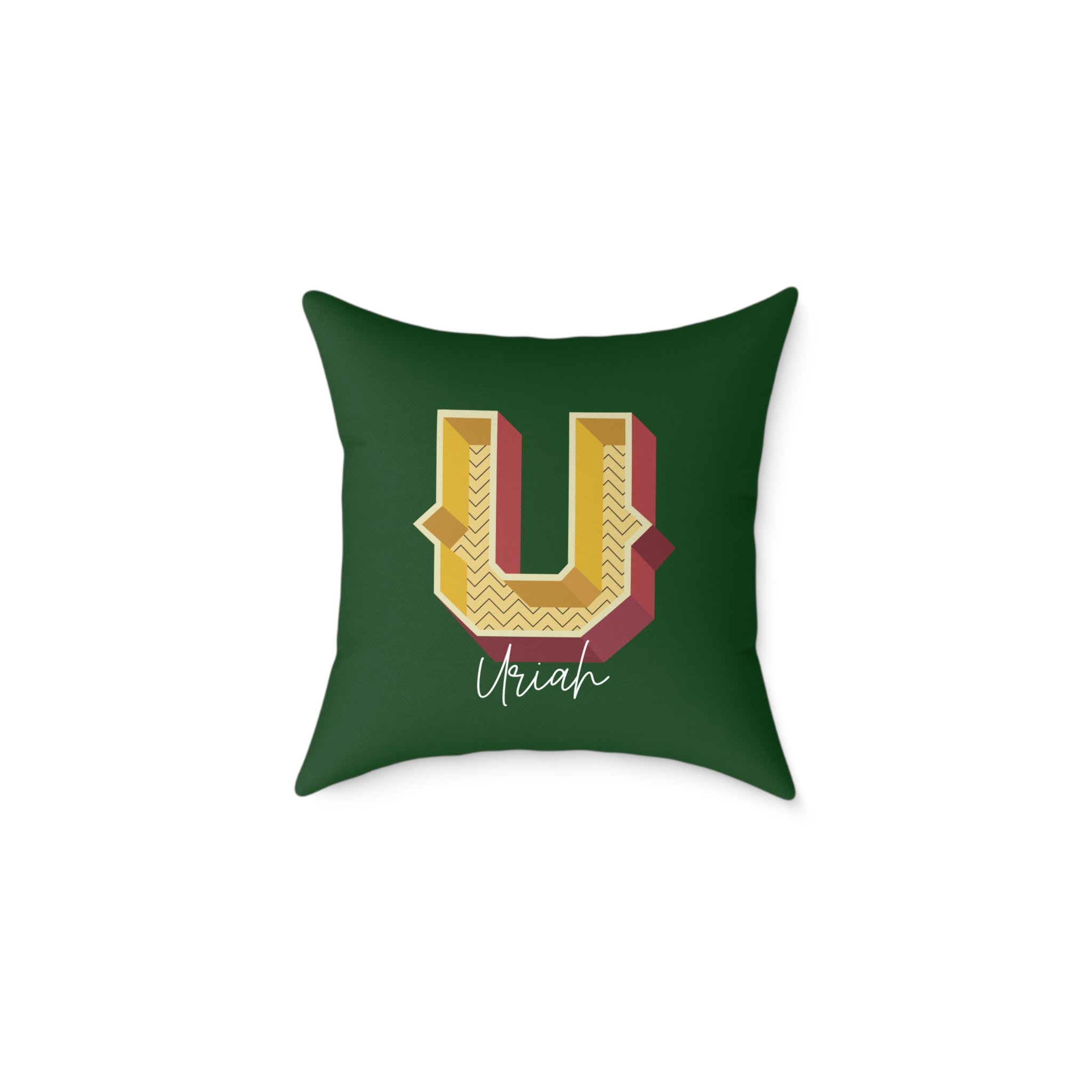 Personalized initial U pillow for him dark canvas