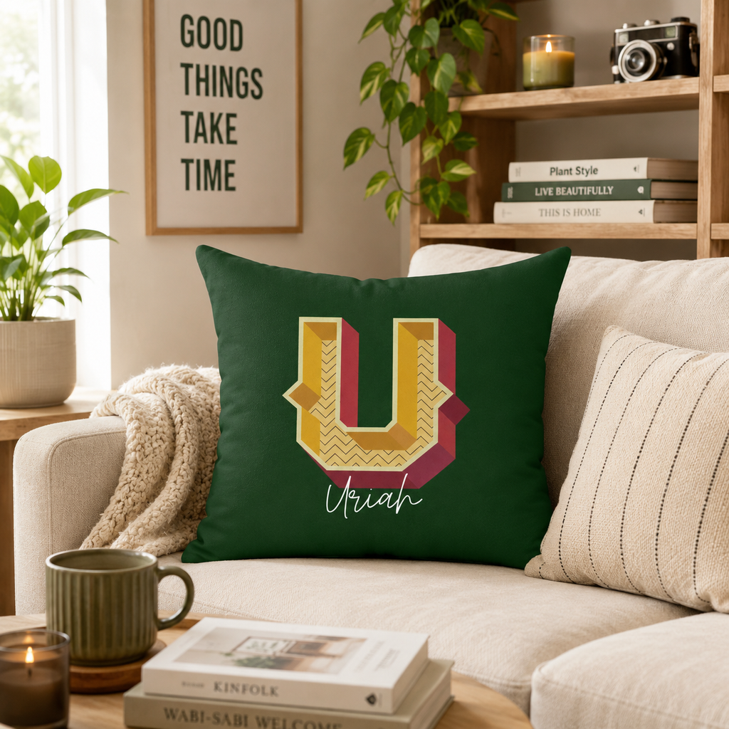 Personalized U pillow for him bedroom lifestyle