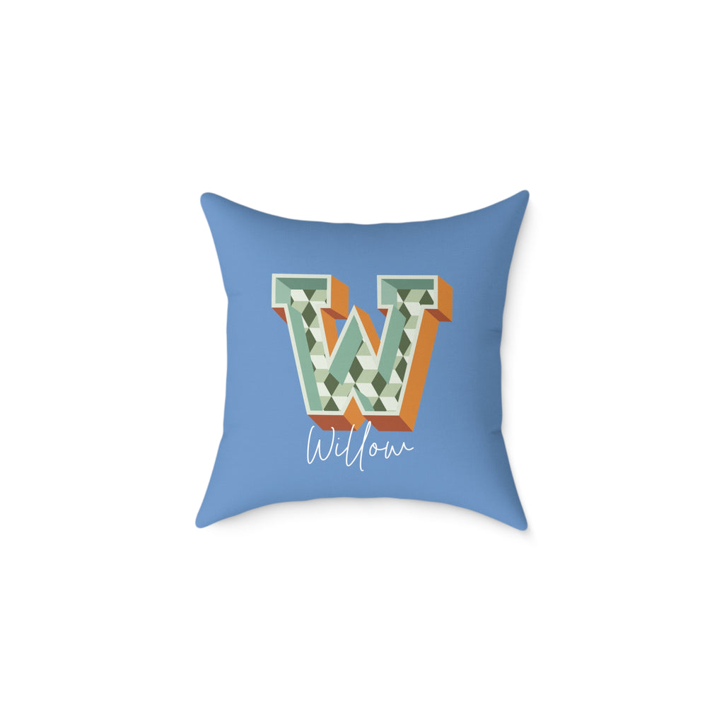 Personalized initial W pillow for her warm rose canvas
