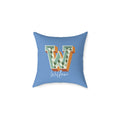 Personalized initial W pillow for her warm rose canvas