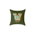Personalized initial W pillow for him dark canvas