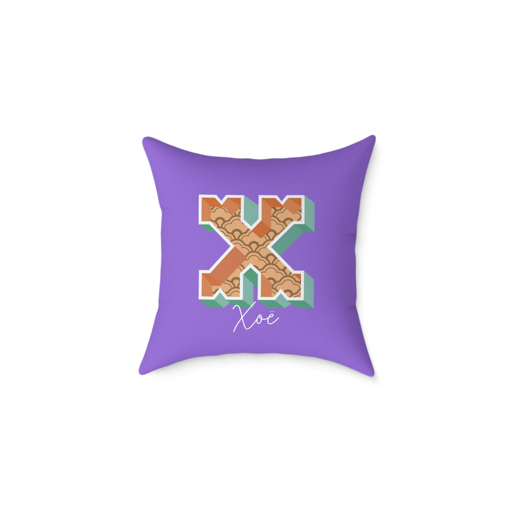 Personalized initial X pillow for her warm rose canvas