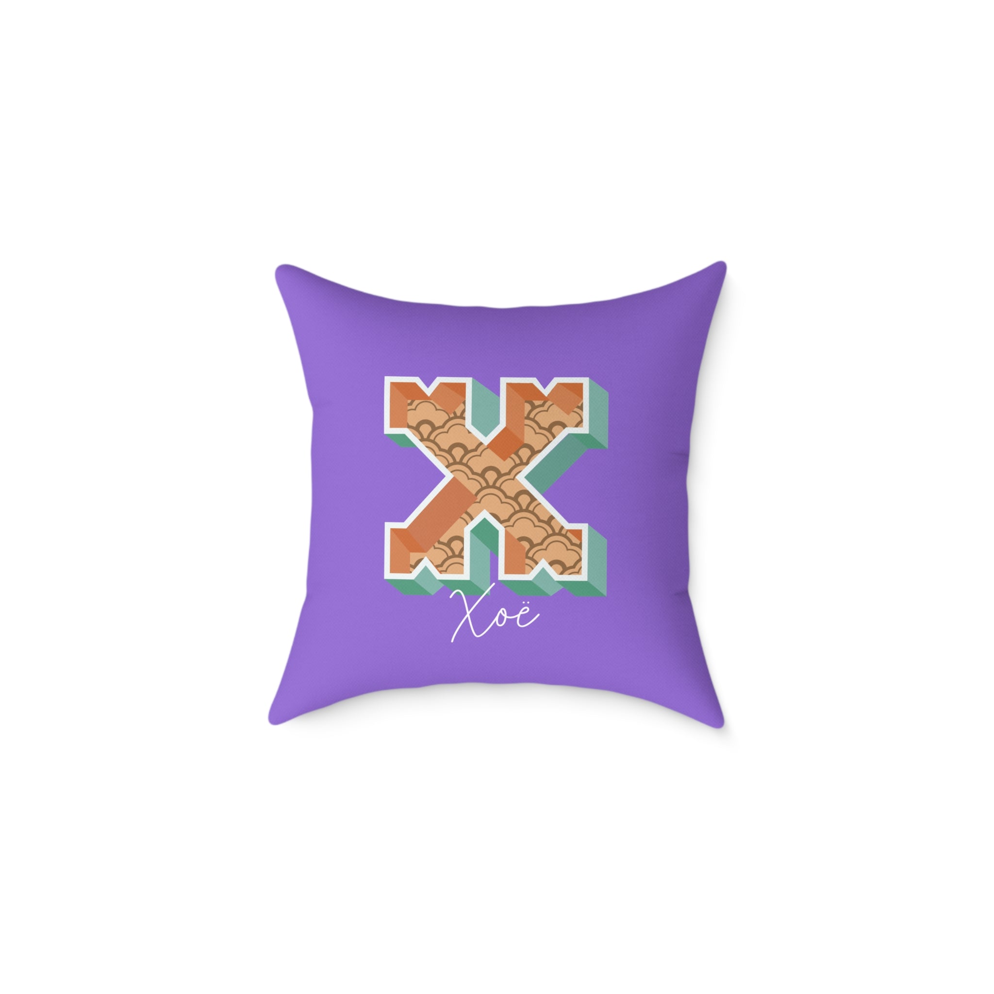 Personalized initial X pillow for her warm rose canvas