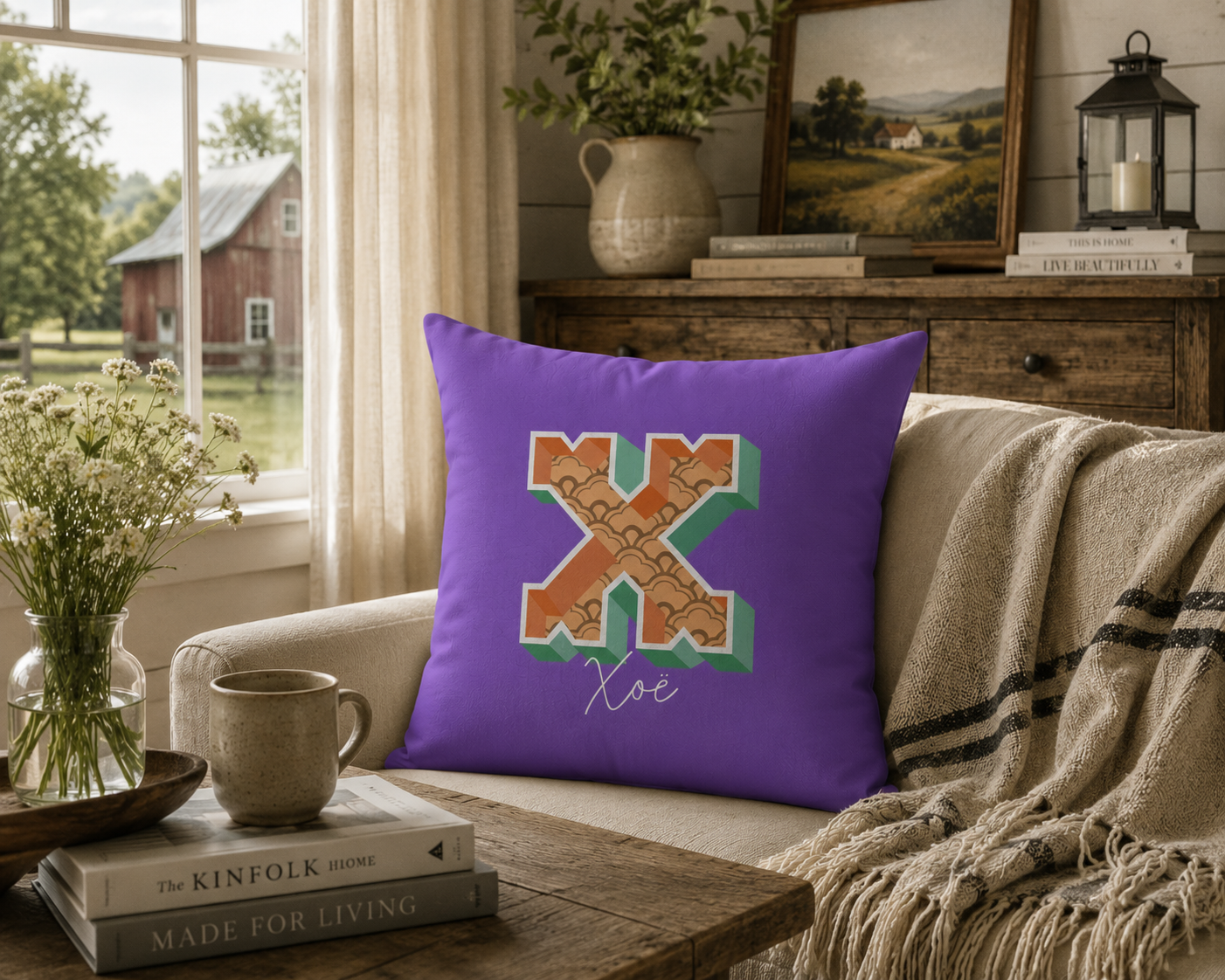 Personalized X pillow for her bedroom lifestyle