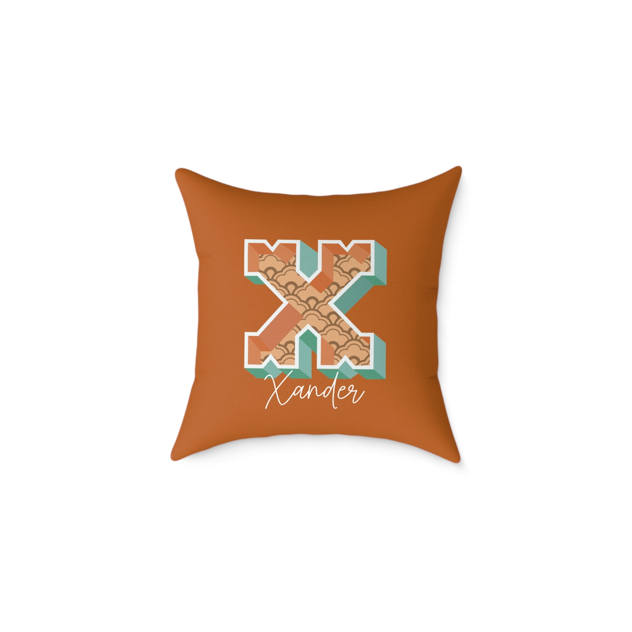 Personalized initial X pillow for him dark canvas