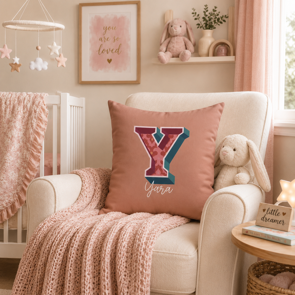 Personalized Y pillow for her bedroom lifestyle