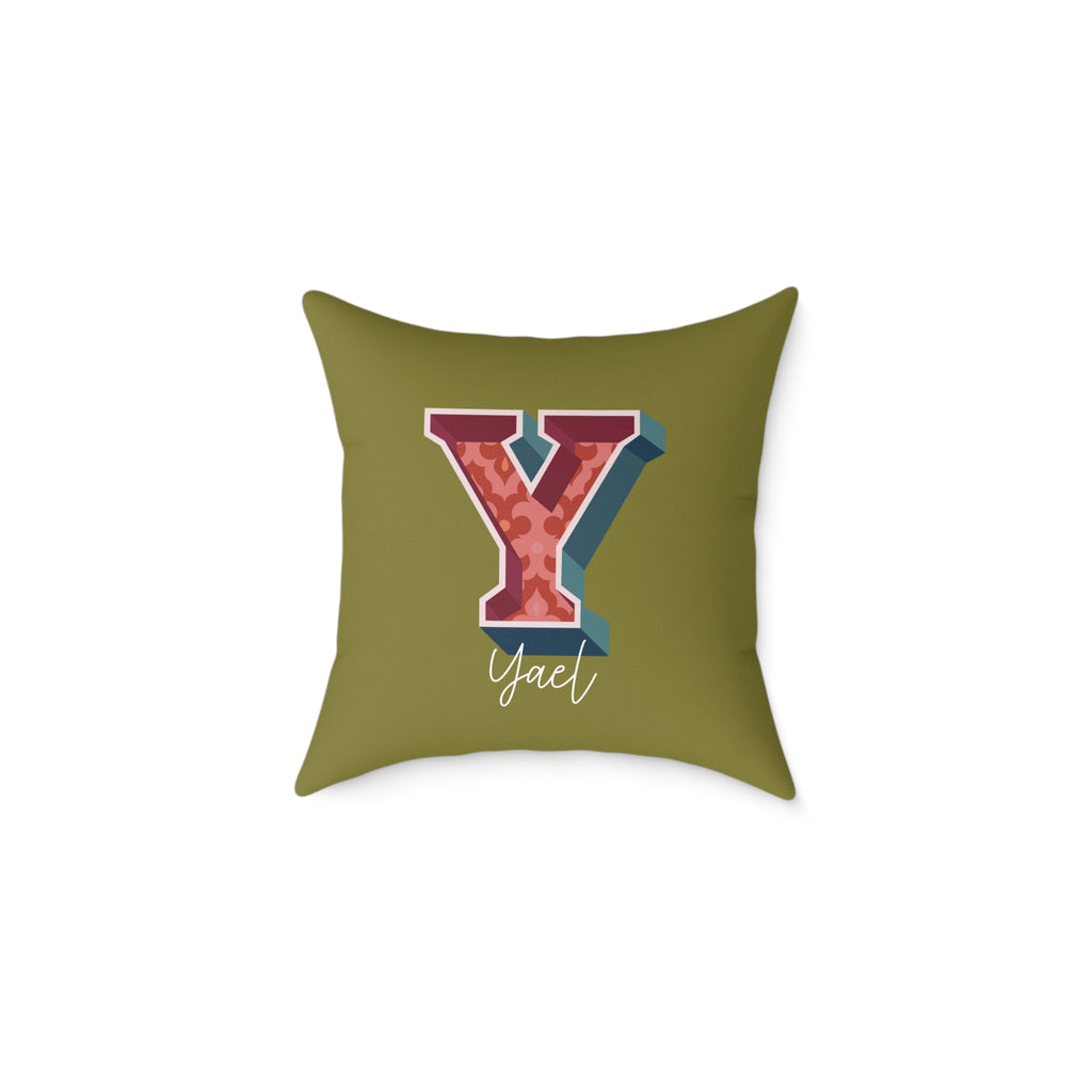Personalized initial Y pillow for him dark canvas