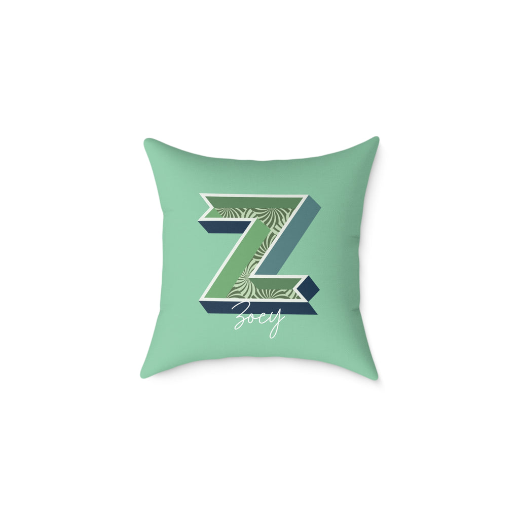 Personalized initial Z pillow for her warm rose canvas
