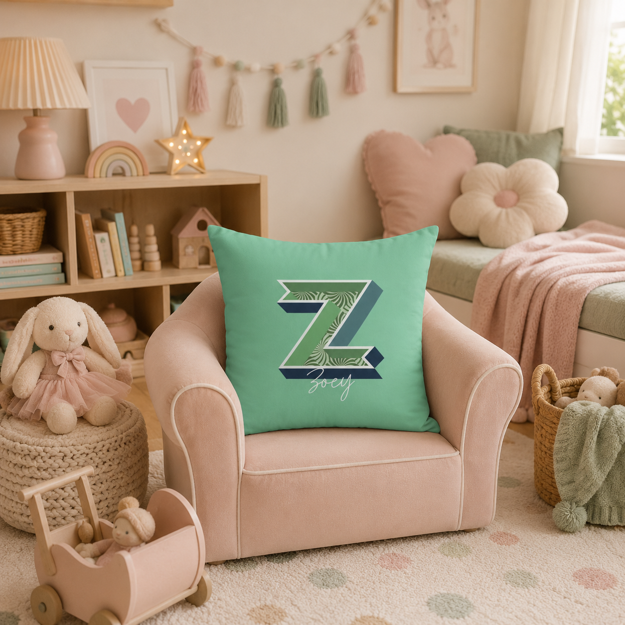 Personalized Z pillow for her bedroom lifestyle