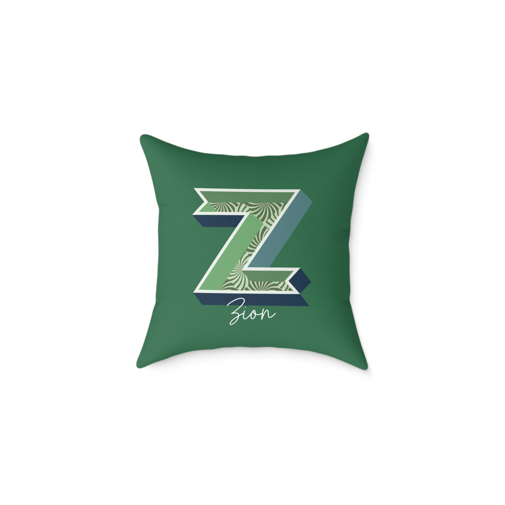Personalized initial Z pillow for him dark canvas