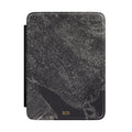 Black stone texture personalized Kindle case with gold initials, front view