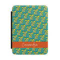 Personalized Kindle case with lemon basket print on teal, custom name Cassandra