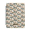 Personalized Kindle case with sleeping kitten pattern on dusty blue, custom name Deborah
