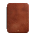 Terracotta starlight marble personalized Kindle case with gold speckles, front view