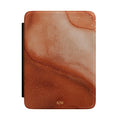 Terracotta wave marble personalized Kindle case with gold shimmer, front view