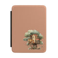 Personalized treehouse library Kindle case on terracotta, custom initials