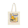 Personalized lemonade canvas tote bag with custom name, retro pitcher and glass design