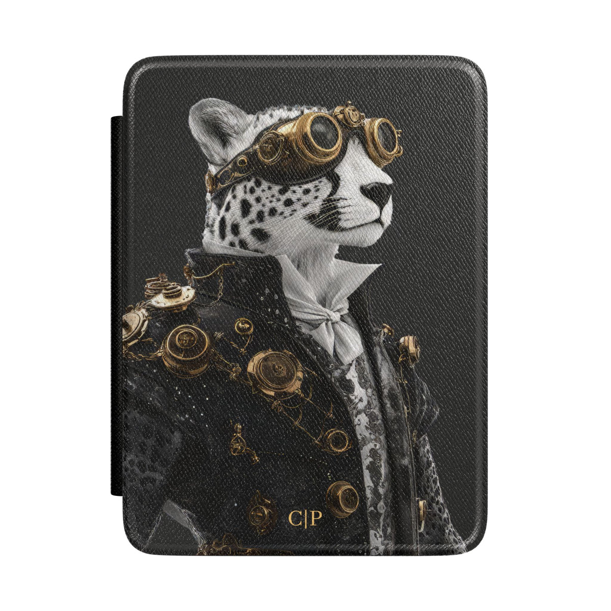 Personalized Leopard Kindle case front cover design with custom initials