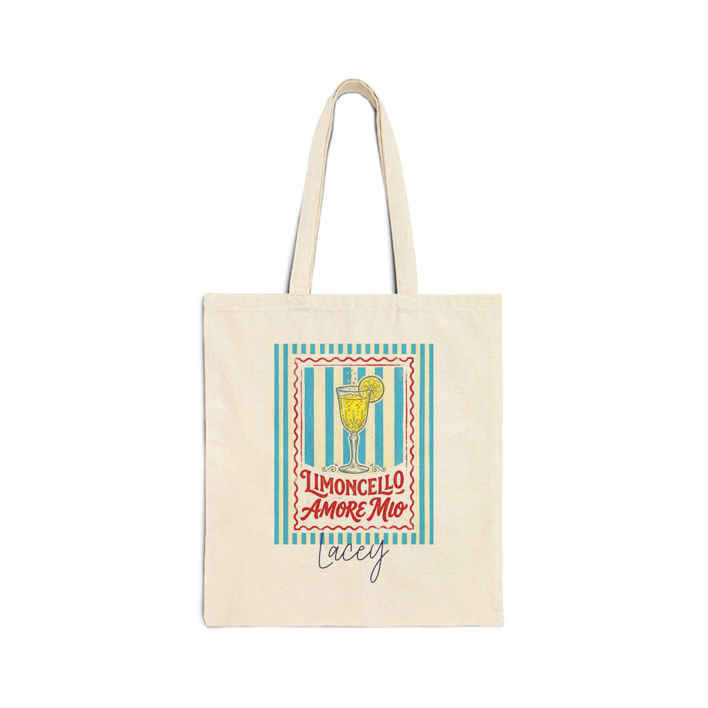 Personalized limoncello amore mio canvas tote bag with custom name
