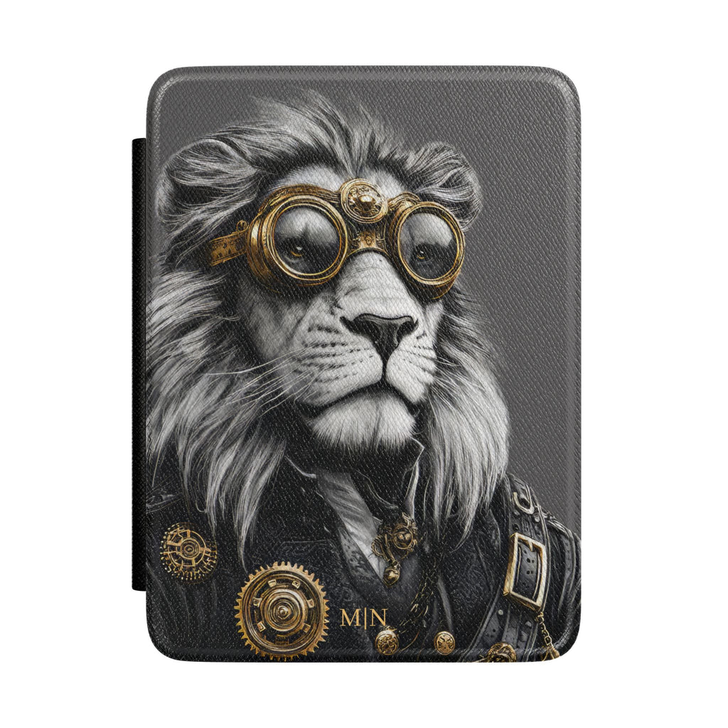 Personalized Lion Kindle case front cover design with custom initials