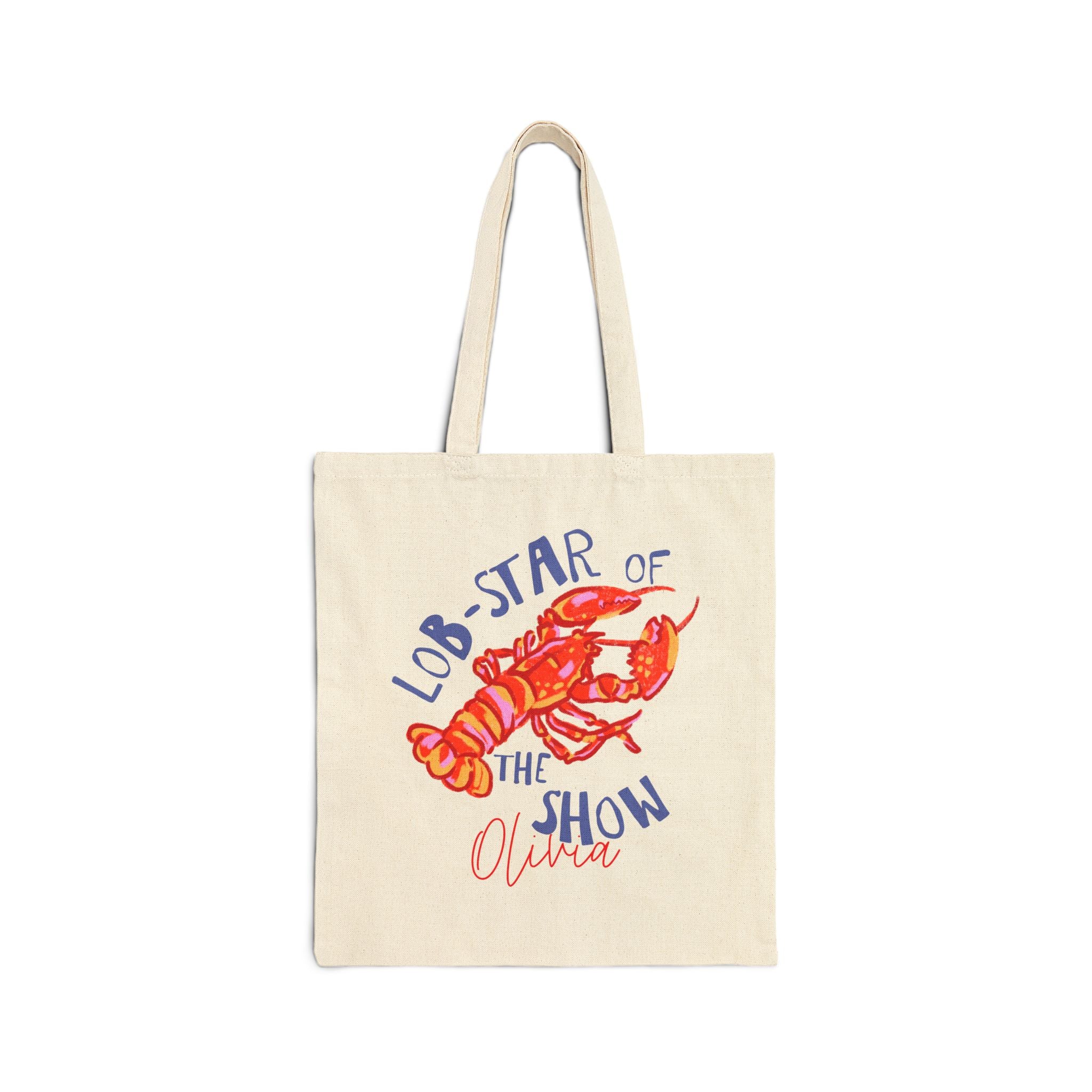 Personalized lobster tote bag with custom name, Lob-star of the Show design