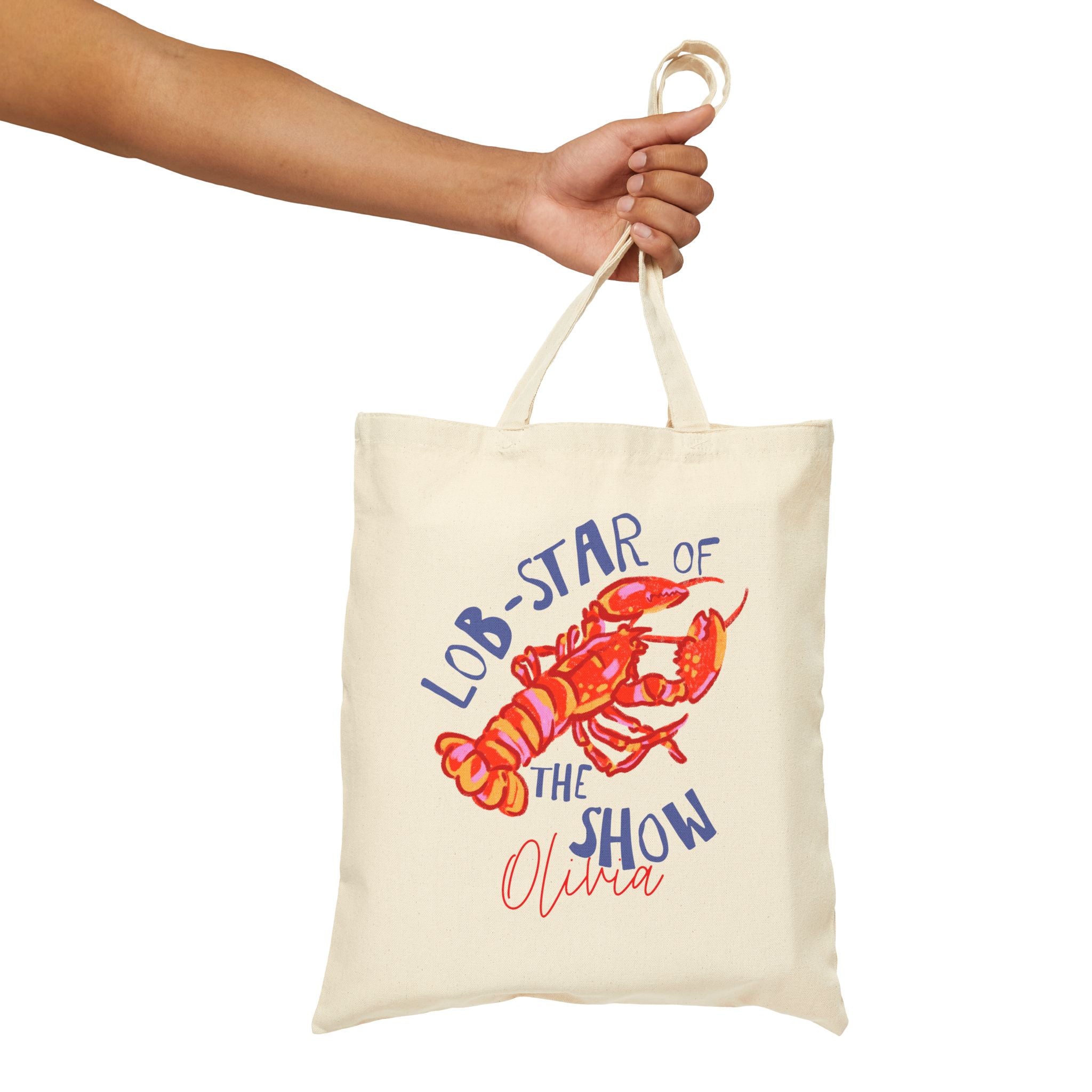 Personalized lobster canvas tote bag size and dimensions reference