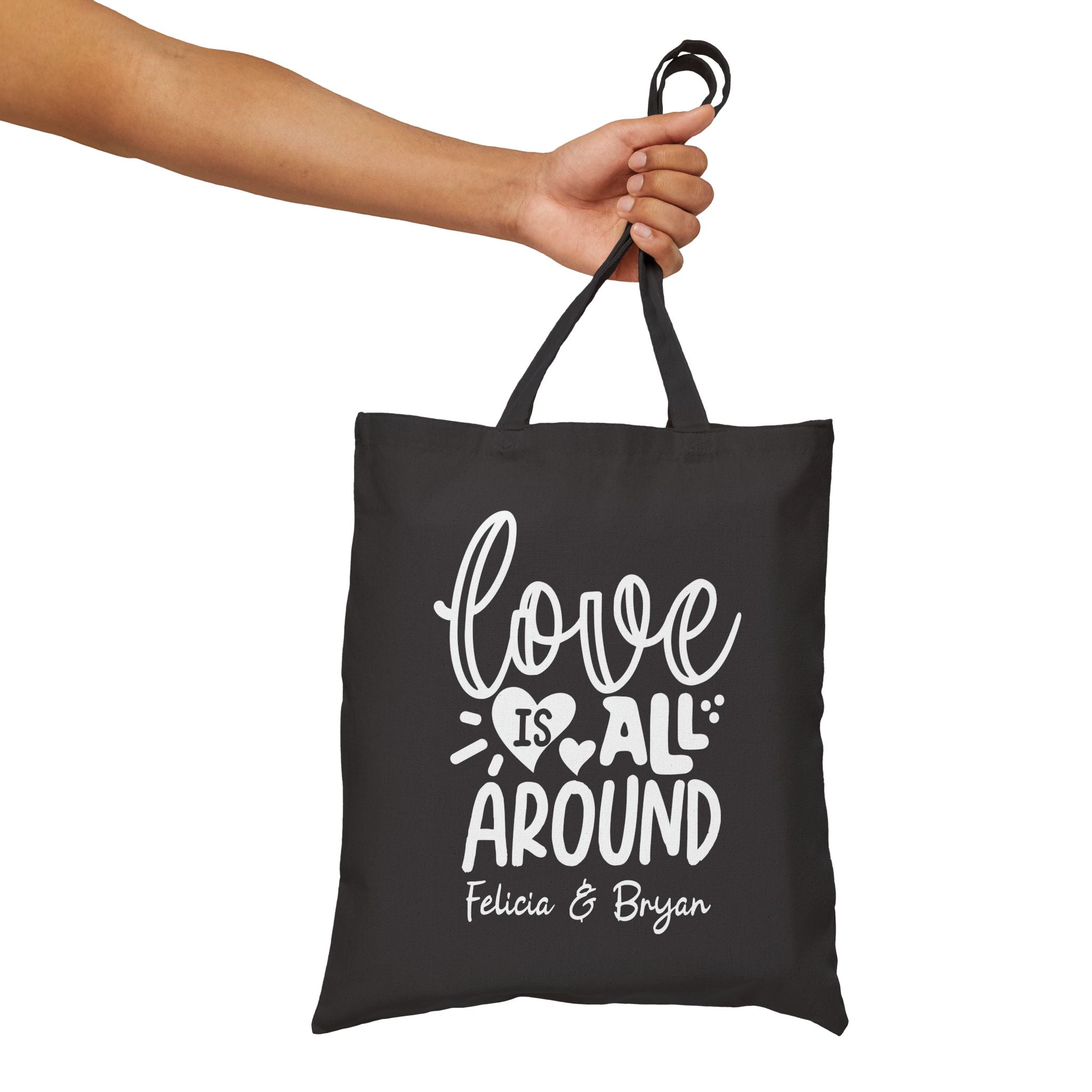 Personalized couple canvas tote bag size and dimensions reference