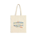 Personalized mackerel canvas tote bag with custom name, mackerel club design