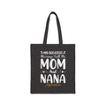 Personalized mom and nana canvas tote bag with custom name, black tote