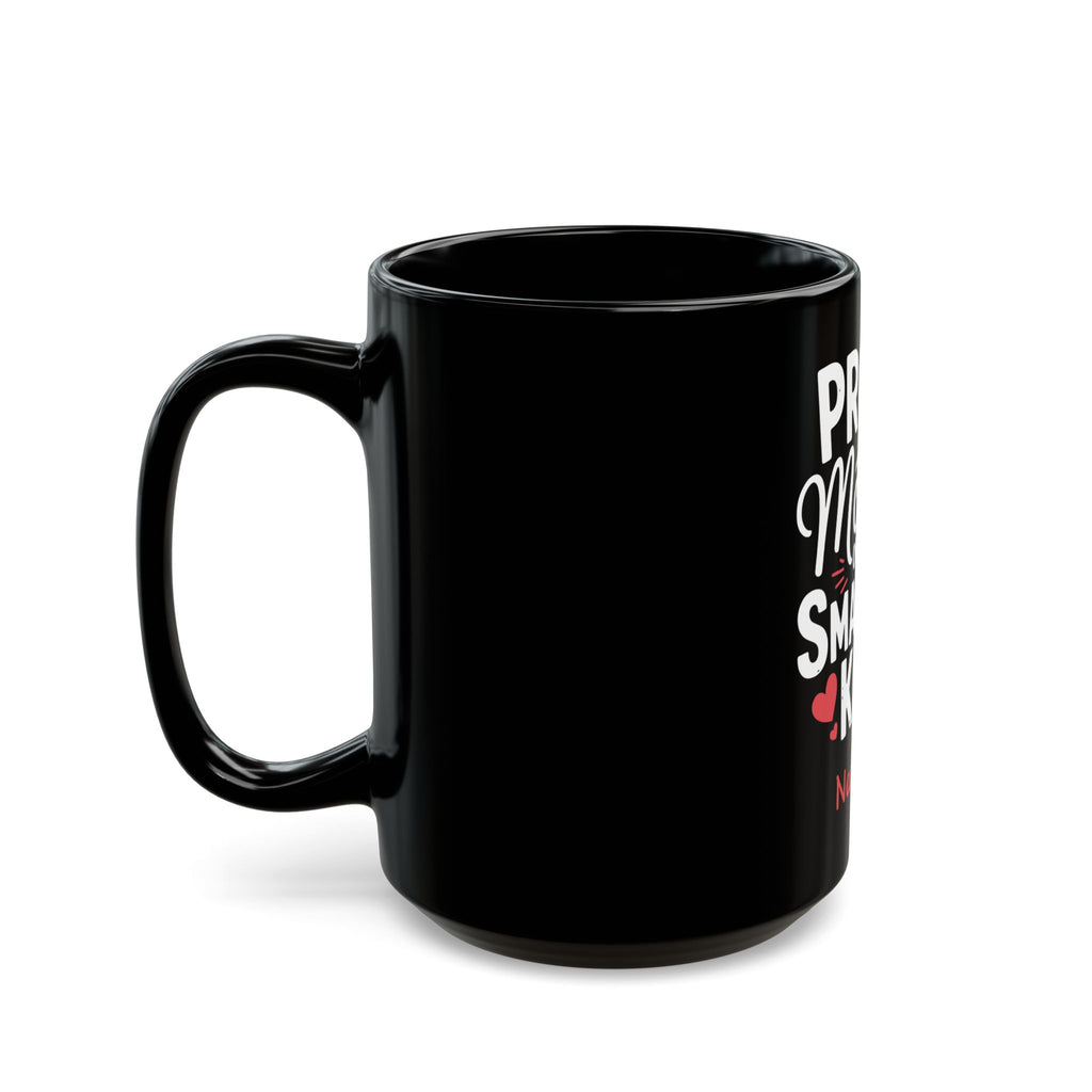 Black ceramic mom mug side view - personalized birthday or Mother's Day gift