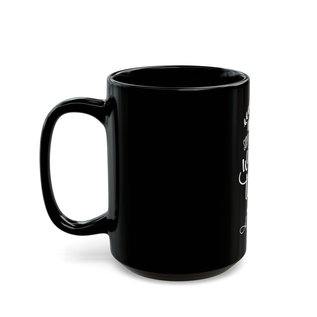 Black ceramic Super Mom mug side view - personalized birthday gift for mothers