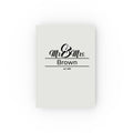Personalized Mr and Mrs journal – white hardcover with elegant script design, name Brown est 2025