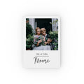 Personalized Mr and Mrs photo journal – white hardcover with wedding couple photo and name Moore