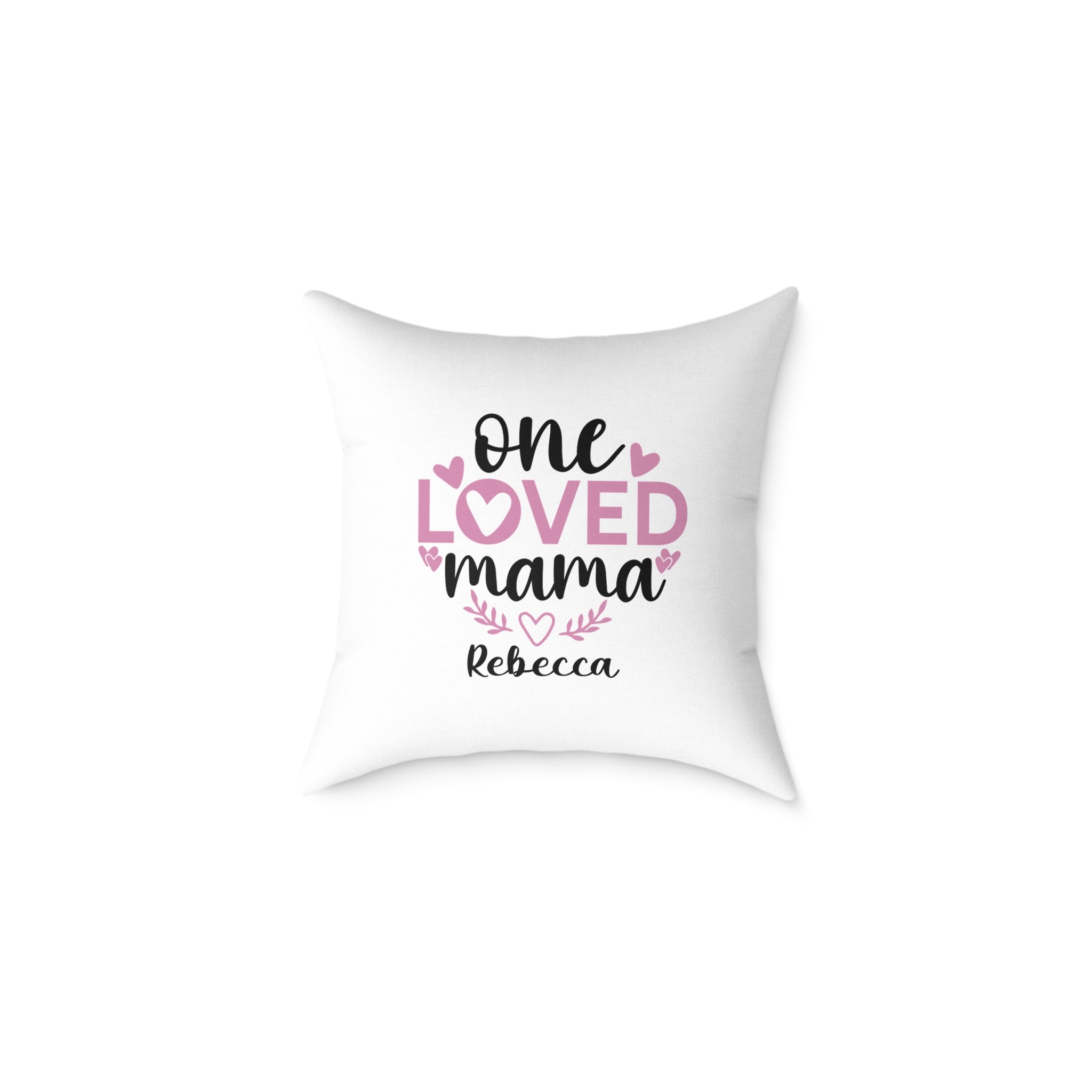 Personalized One Loved Mama pillow with custom name – white canvas throw pillow
