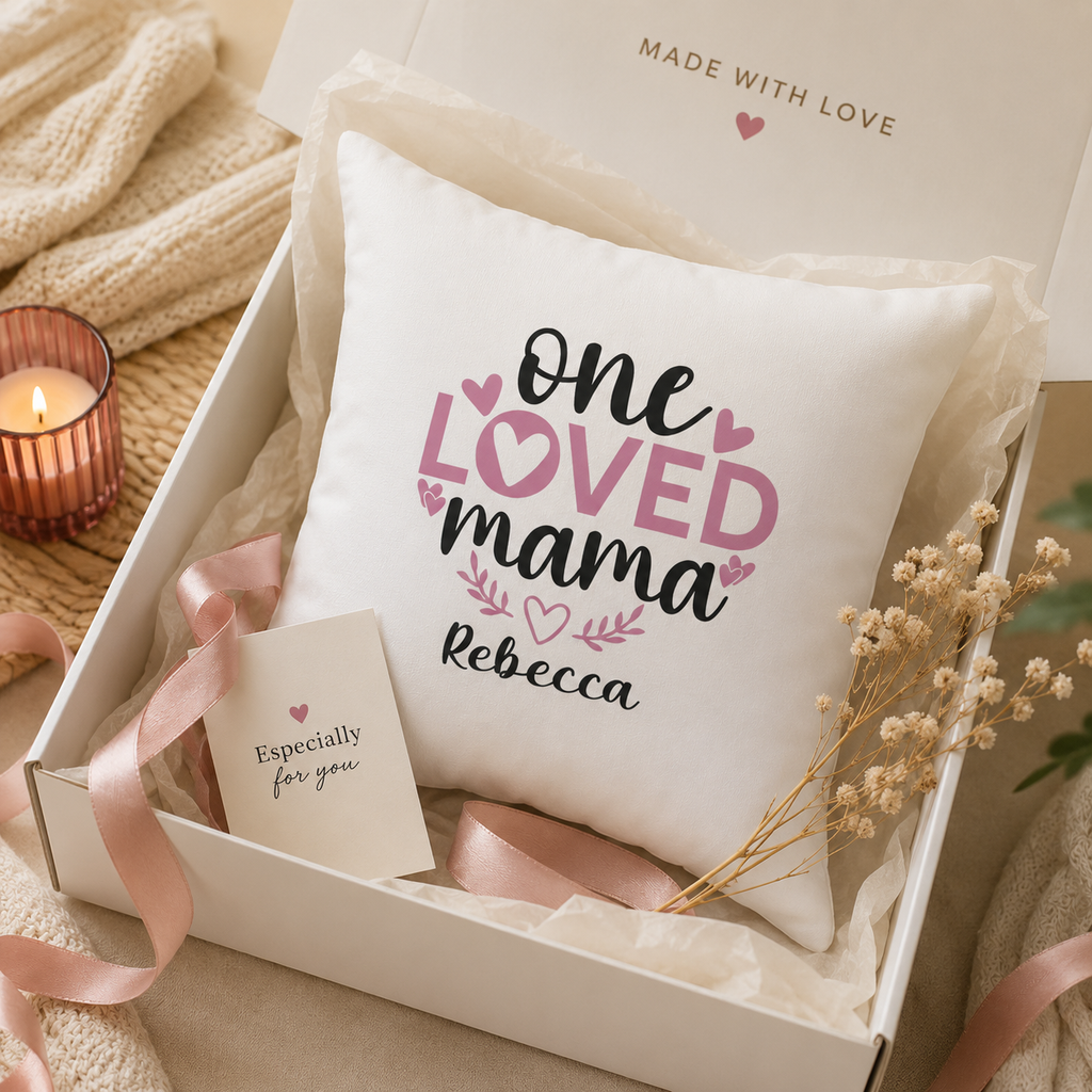 Custom name mama pillow – soft canvas Mother's Day gift