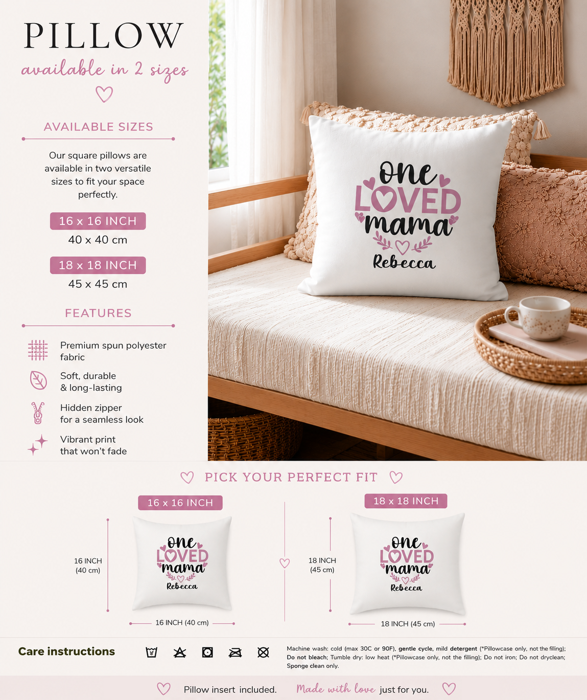Personalized mama pillow – baby shower or Mother's Day gift idea