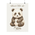 Personalized panda nursery poster with custom baby name and birth date