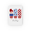 Personalized patriotic popsicle journal – white hardcover with red white blue ice lolly design and name Kelly