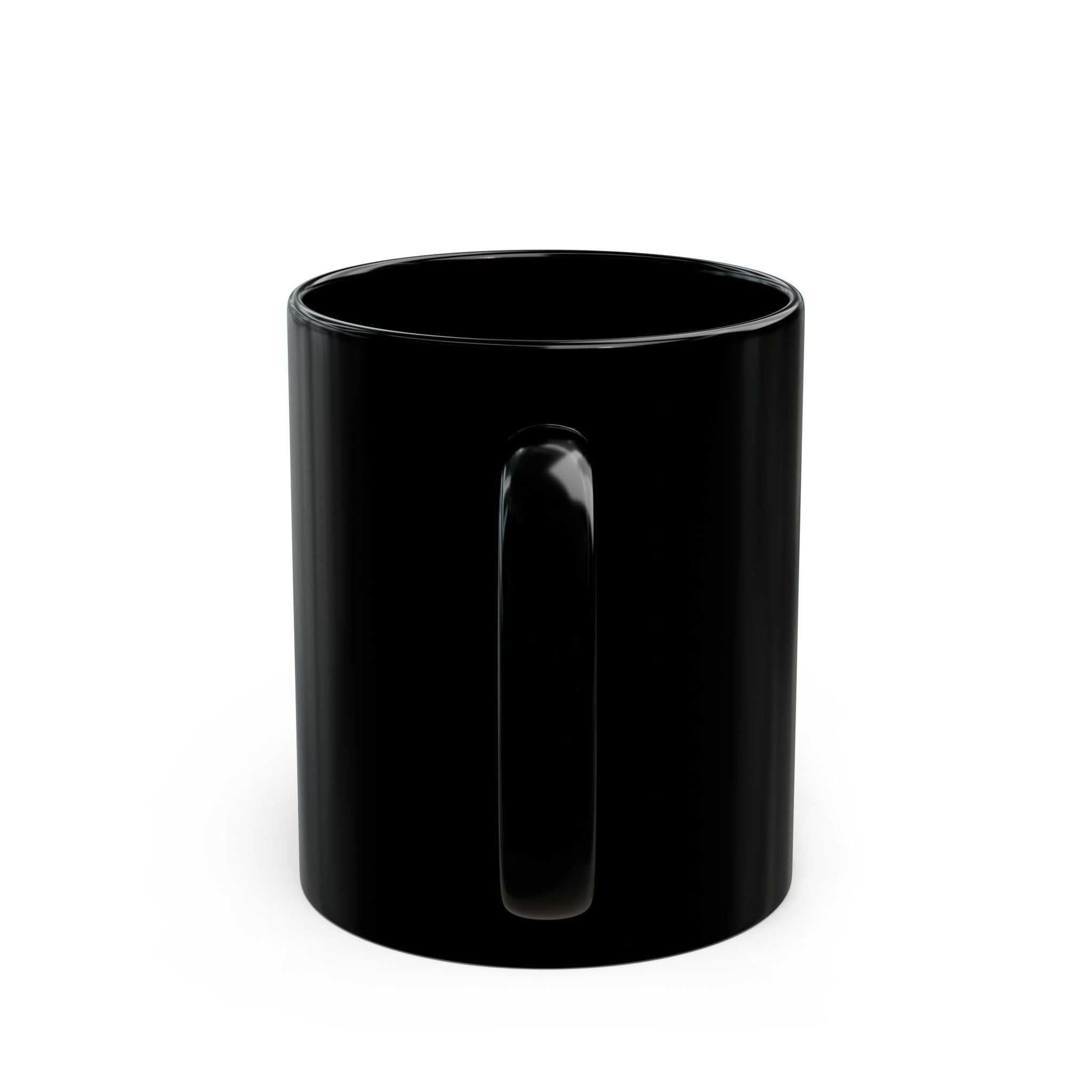 Black ceramic Promoted to Daddy mug side view - personalized baby shower gift for new fathers