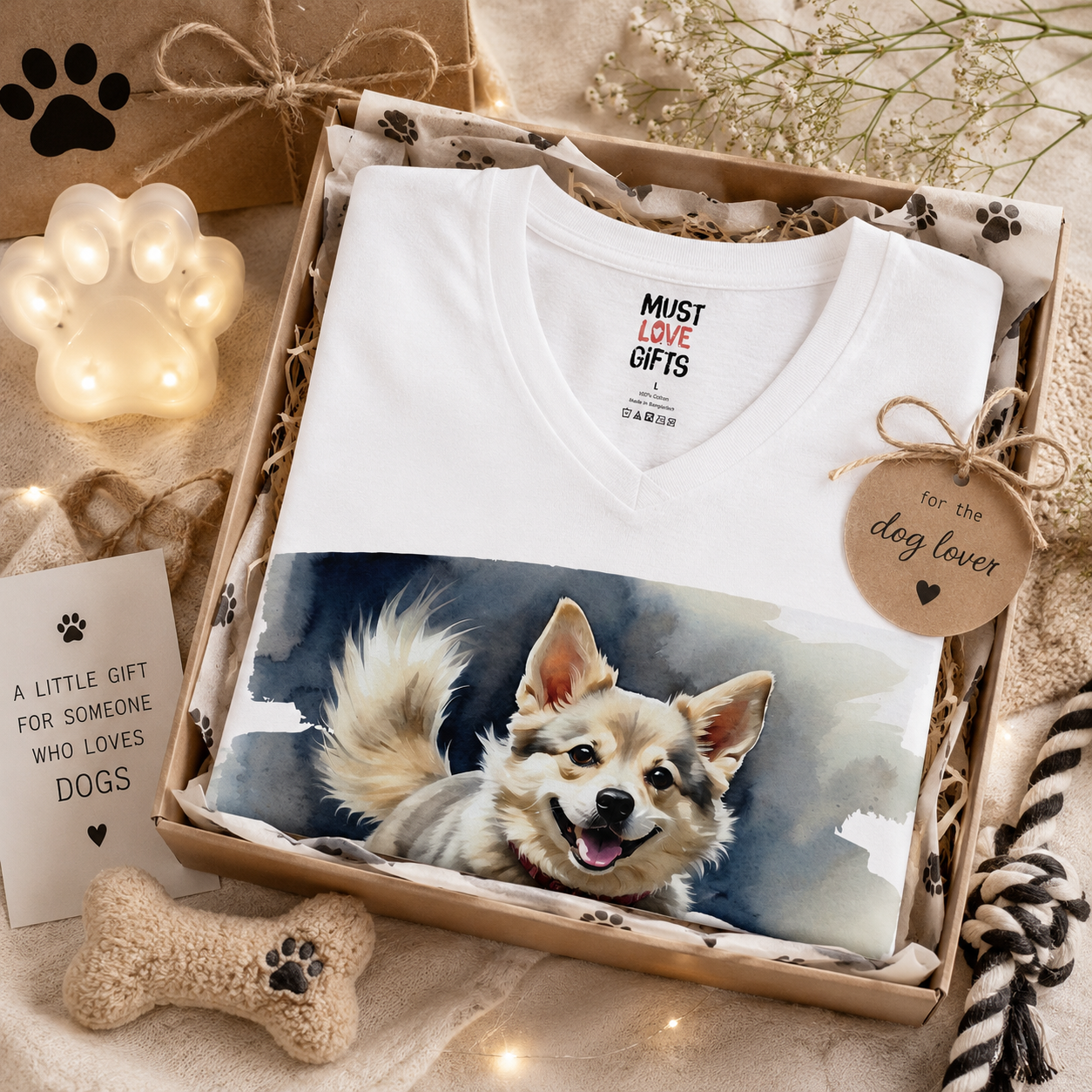 Custom dog name tee lifestyle - Spitz portrait shirt worn casually