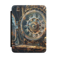 Steampunk astronomical clock personalized Kindle case with gold initials, front view
