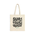 Personalized surf sip repeat canvas tote bag with custom name, iced drink bubble letter design