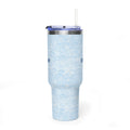 Personalized 40oz tumbler with blue scallop wave design, custom name