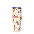 Personalized 40oz tumbler with Halloween dachshund design, custom name
