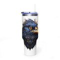 Personalized 40oz tumbler with illustrated steampunk eagle design, custom initials