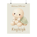 Personalized turtle with bow tie nursery poster, custom baby name and birth date