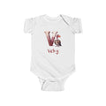 Personalized V baby bodysuit with vulture – white cotton onesie with custom name